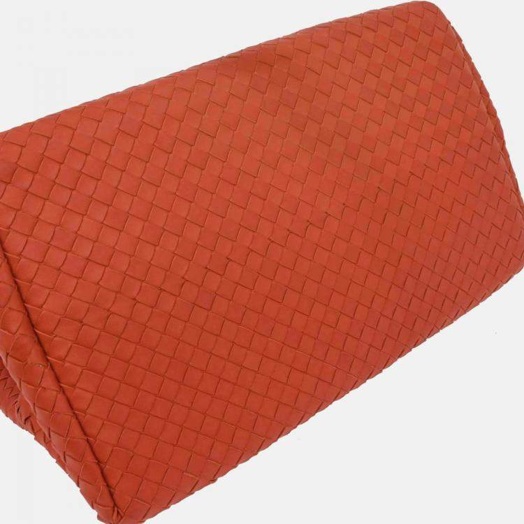 Pre Owned Bottega Veneta Vermilion Red Leather Intrecciato Tote Handbag