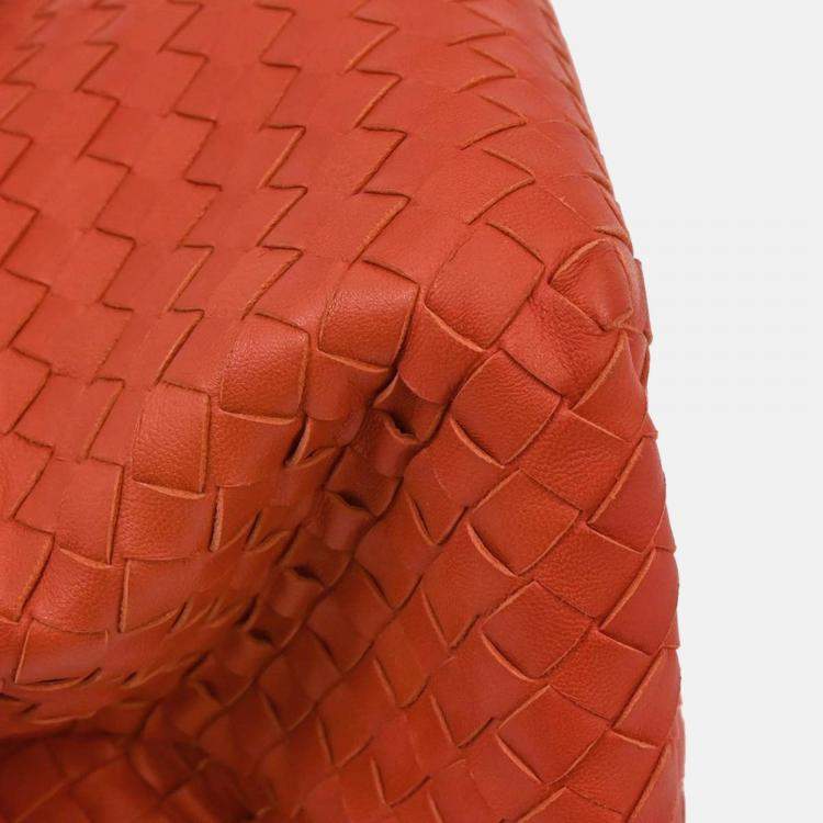 Pre Owned Bottega Veneta Vermilion Red Leather Intrecciato Tote Handbag