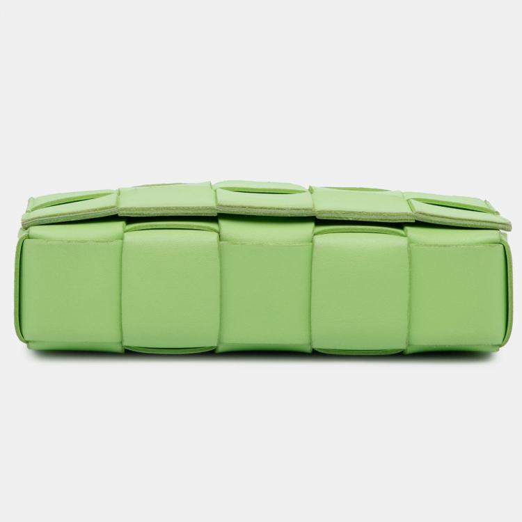 Pre Owned Bottega Veneta Green Nappa Intrecciato Cassette Crossbody