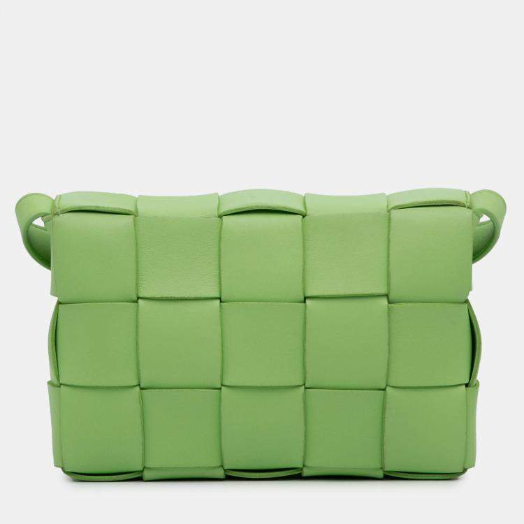 Pre Owned Bottega Veneta Green Nappa Intrecciato Cassette Crossbody