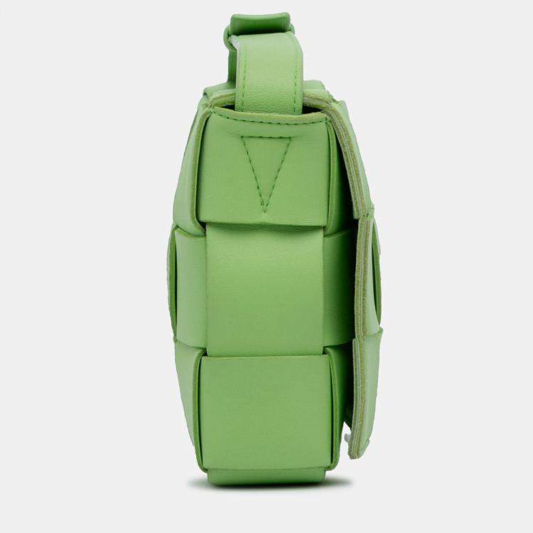 Pre Owned Bottega Veneta Green Nappa Intrecciato Cassette Crossbody