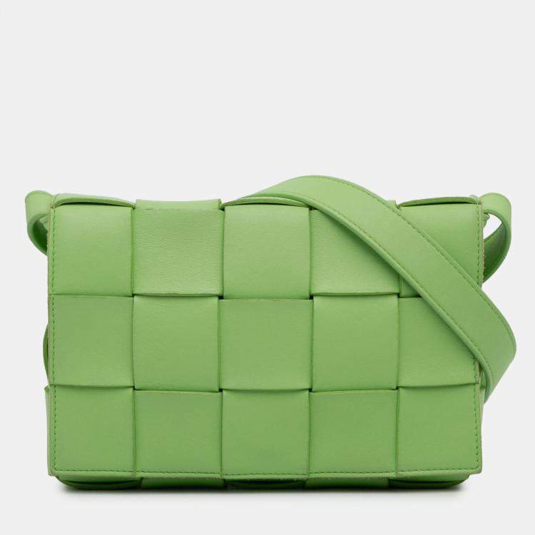 Pre Owned Bottega Veneta Green Nappa Intrecciato Cassette Crossbody