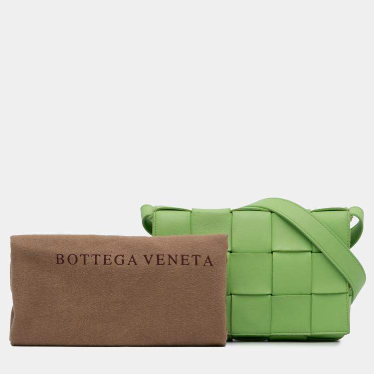Pre Owned Bottega Veneta Green Nappa Intrecciato Cassette Crossbody