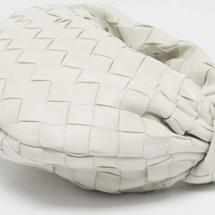 Pre Owned Bottega Veneta White Intrecciato Leather Mini Jodie Bag
