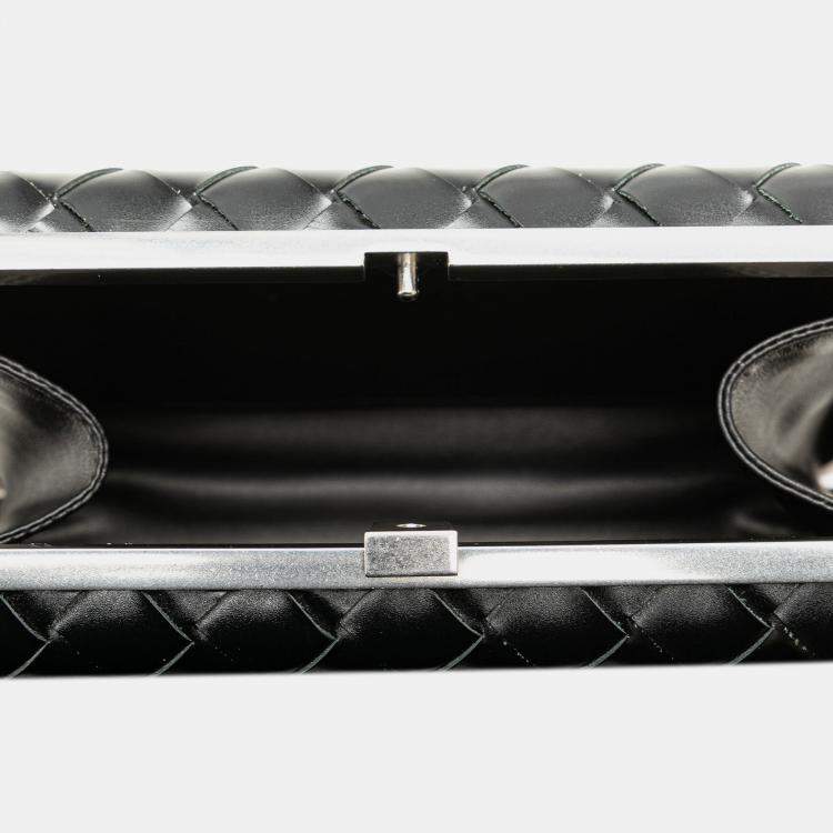 Pre Owned Bottega Veneta Black Spazzolato Intrecciato Box Messenger Bag