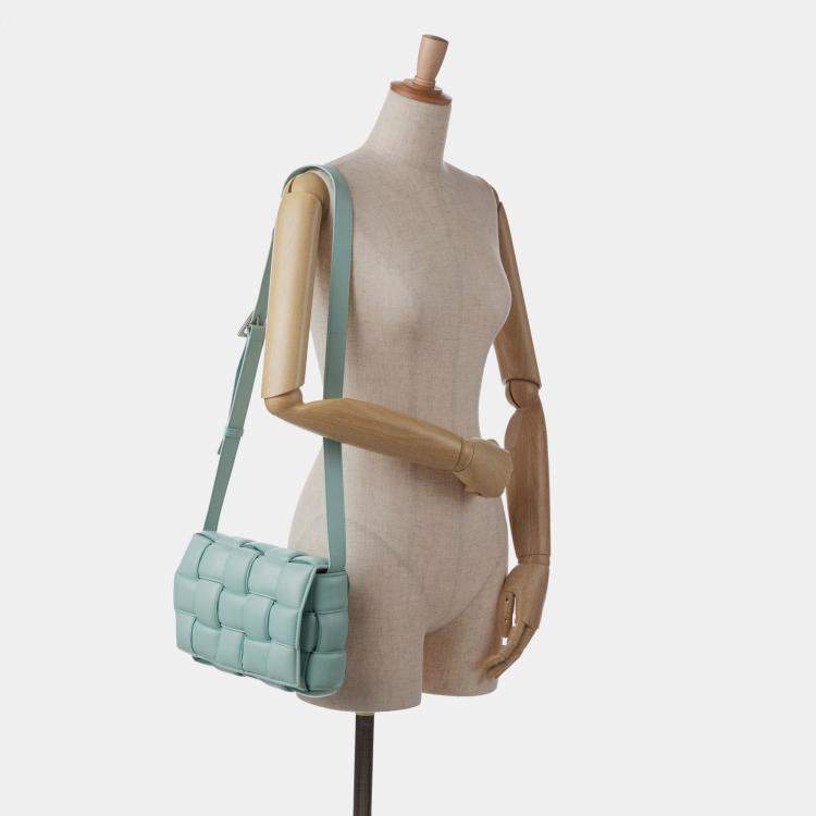 Pre Owned Bottega Veneta Blue Nappa Intrecciato Padded Cassette Crossbody