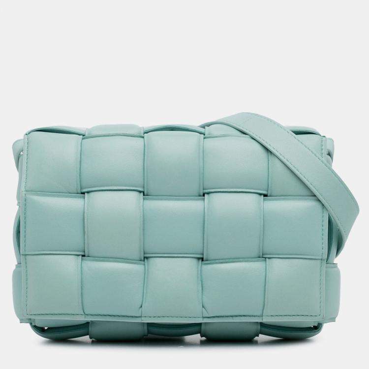 Pre Owned Bottega Veneta Blue Nappa Intrecciato Padded Cassette Crossbody