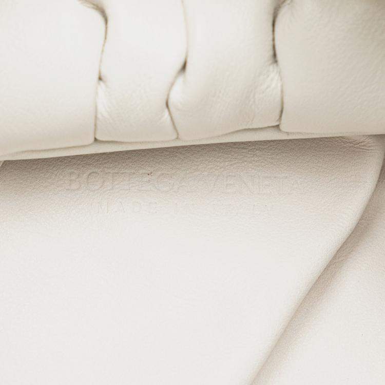 Pre Owned Bottega Veneta White Lambskin The Shoulder Pouch