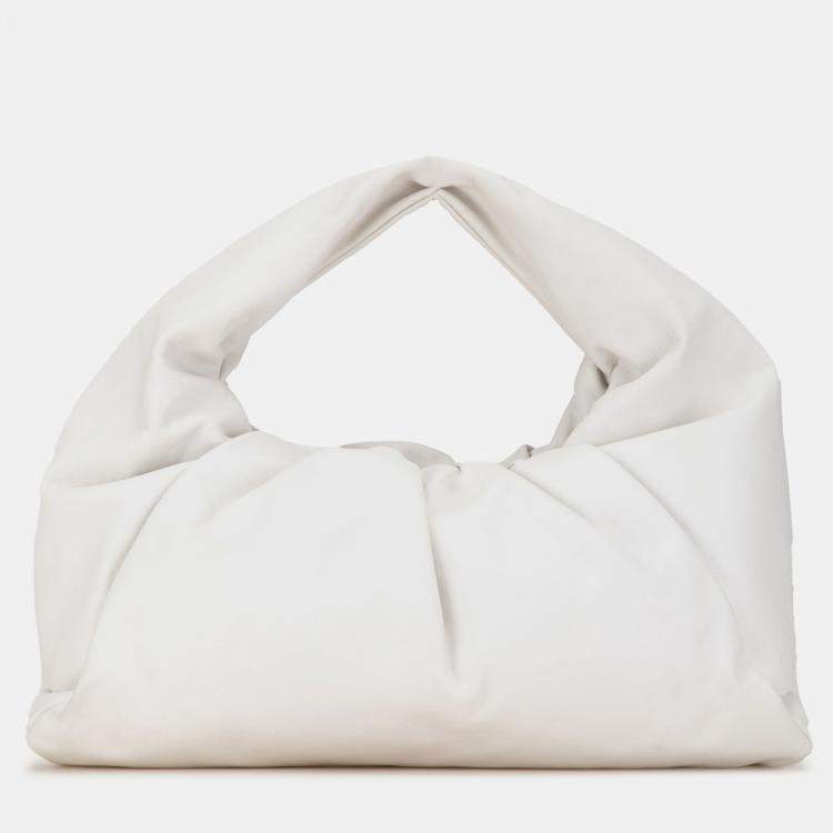 Pre Owned Bottega Veneta White Lambskin The Shoulder Pouch