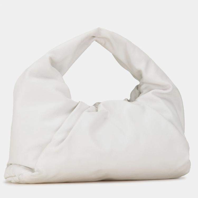 Pre Owned Bottega Veneta White Lambskin The Shoulder Pouch