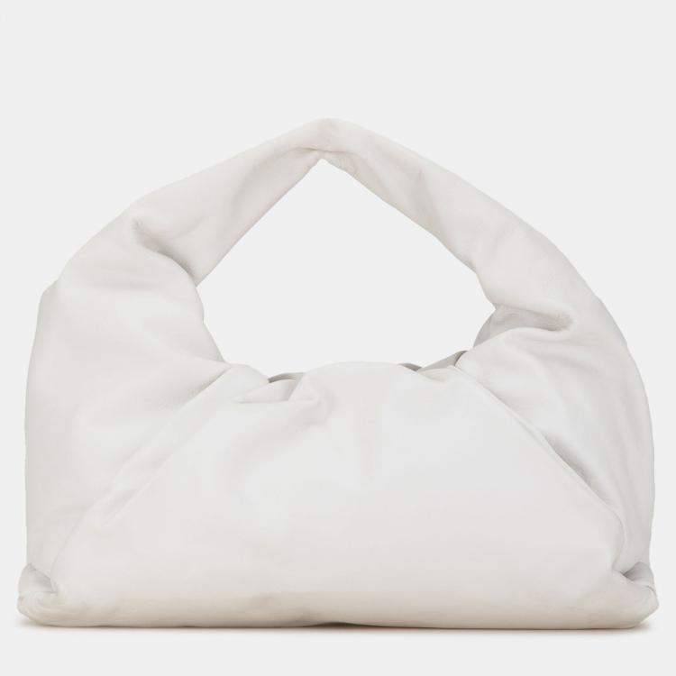 Pre Owned Bottega Veneta White Lambskin The Shoulder Pouch