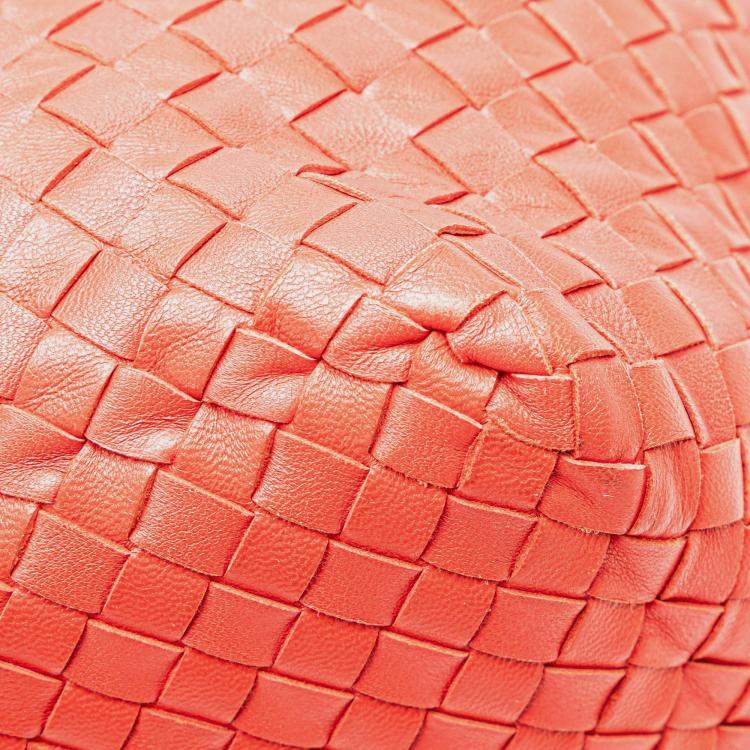 Pre Owned Bottega Veneta Red Nappa Intrecciato Brick Tote