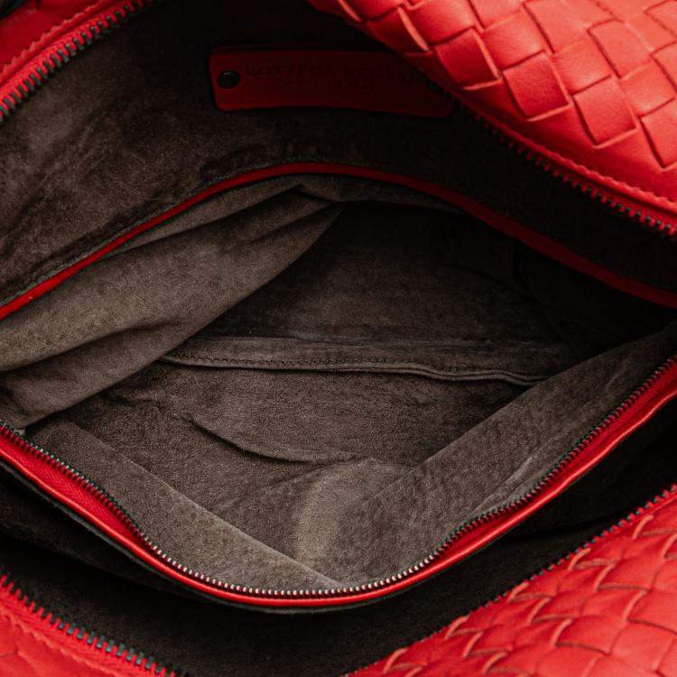Pre Owned Bottega Veneta Red Nappa Intrecciato Brick Tote