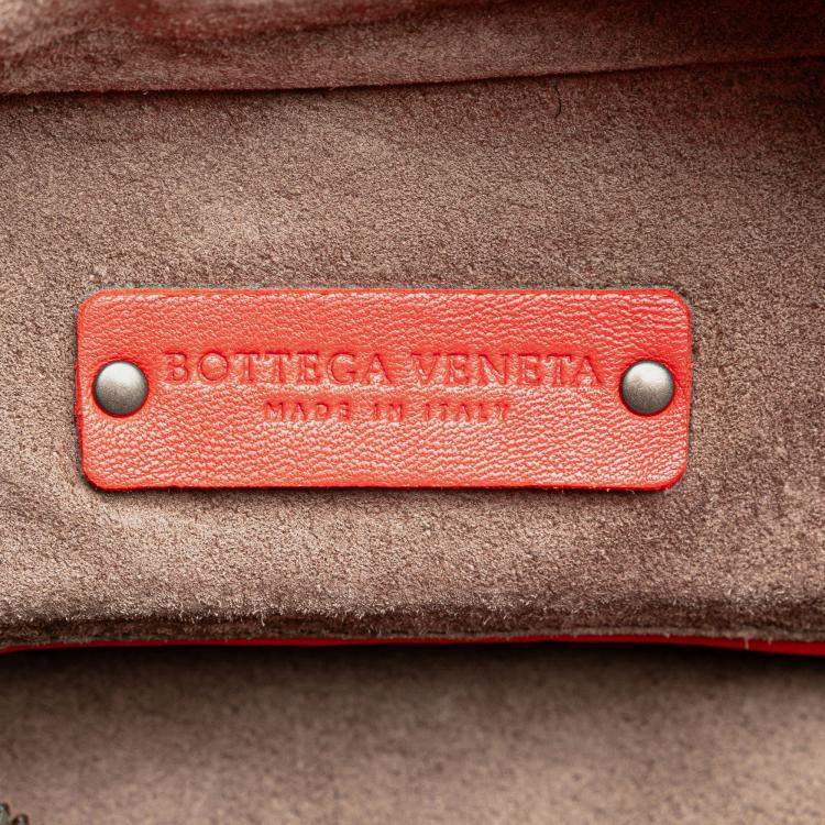 Pre Owned Bottega Veneta Red Nappa Intrecciato Brick Tote
