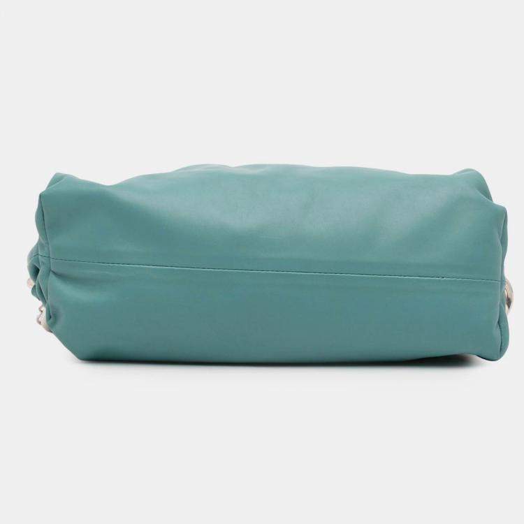 Pre Owned Bottega Veneta Blue Lambskin Chain Pouch
