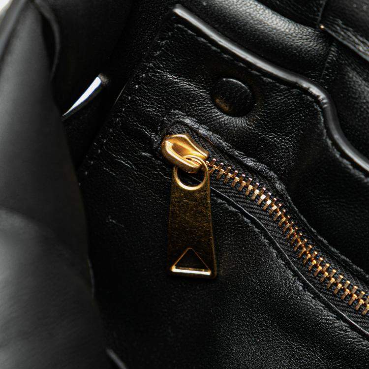 Pre Owned Bottega Veneta Black Nappa Intrecciato Padded Chain Cassette Satchel