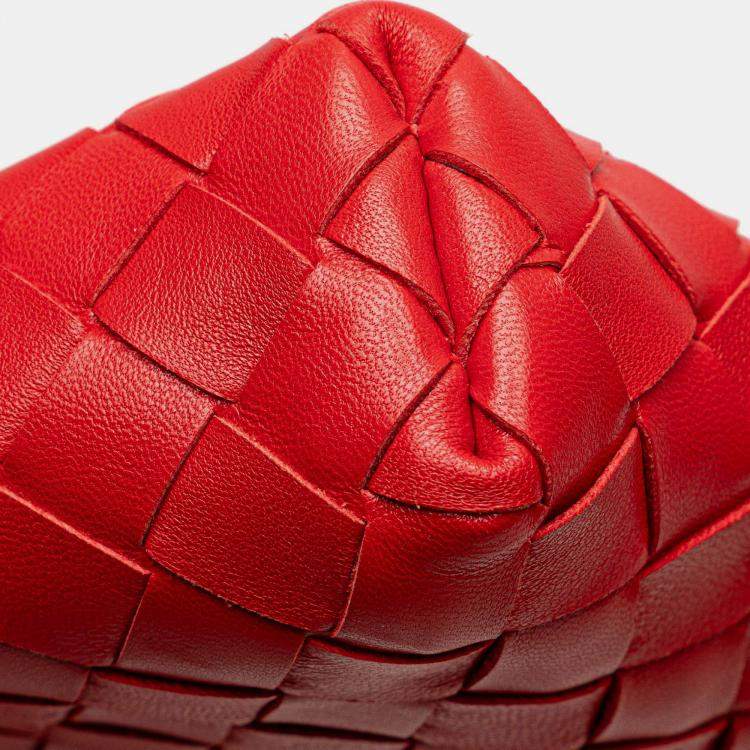 Pre Owned Bottega Veneta Red Nappa Intrecciato Crossbody