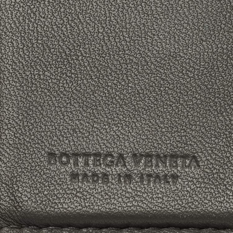 Pre Owned Bottega Veneta Grey Intrecciato Leather Flap French Wallet