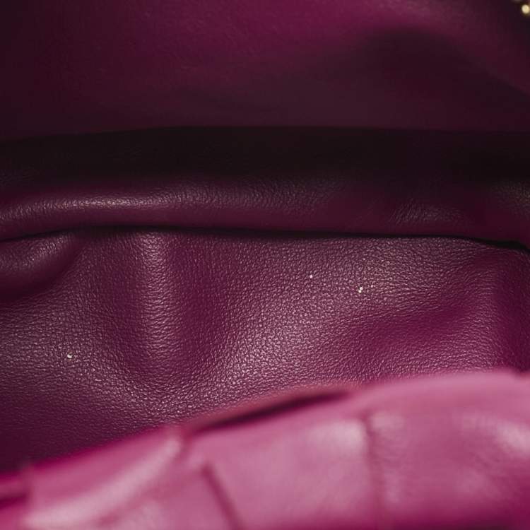 Pre Owned Bottega Veneta Dark Pink Intrecciato Leather Mini Jodie Hobo