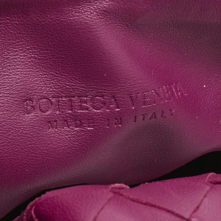 Pre Owned Bottega Veneta Dark Pink Intrecciato Leather Mini Jodie Hobo