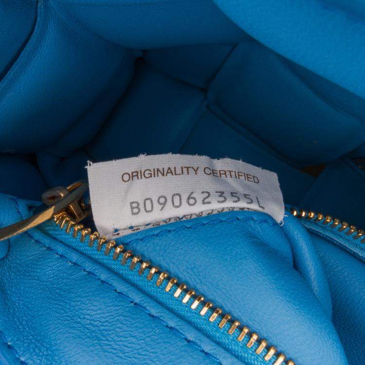 Pre Owned Bottega Veneta Blue Nappa Intrecciato Padded Chain Cassette Satchel