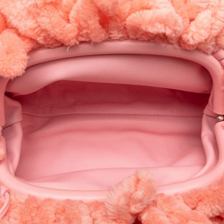 Pre Owned Bottega Veneta Pink Chenille The Mini Pouch Crossbody