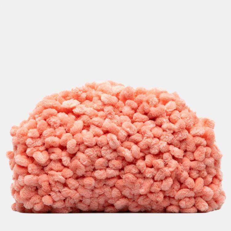 Pre Owned Bottega Veneta Pink Chenille The Mini Pouch Crossbody