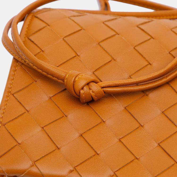 Pre Owned Bottega Veneta Brown Nappa Intrecciato Trio Pouch On Strap