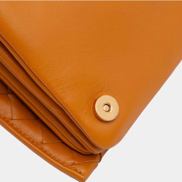 Pre Owned Bottega Veneta Brown Nappa Intrecciato Trio Pouch On Strap