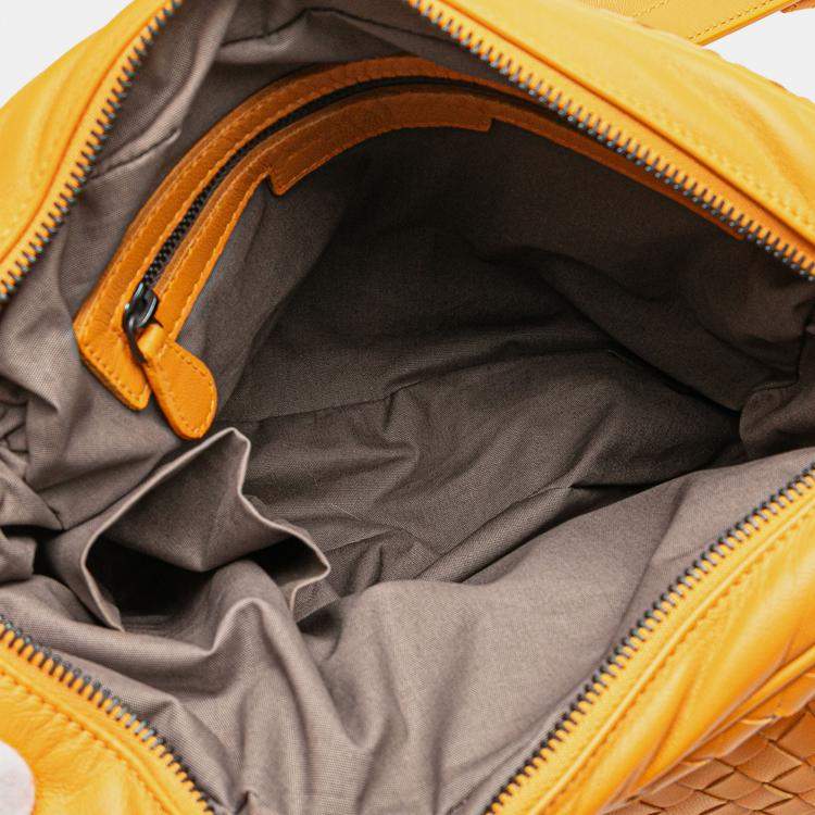 Pre Owned Bottega Veneta Yellow Nappa Intrecciato Front Pocket Messenger Bag