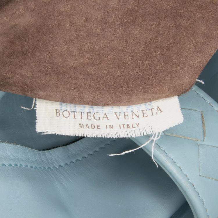 Pre Owned Bottega Veneta Blue Small Nappa Intrecciato Roma Satchel