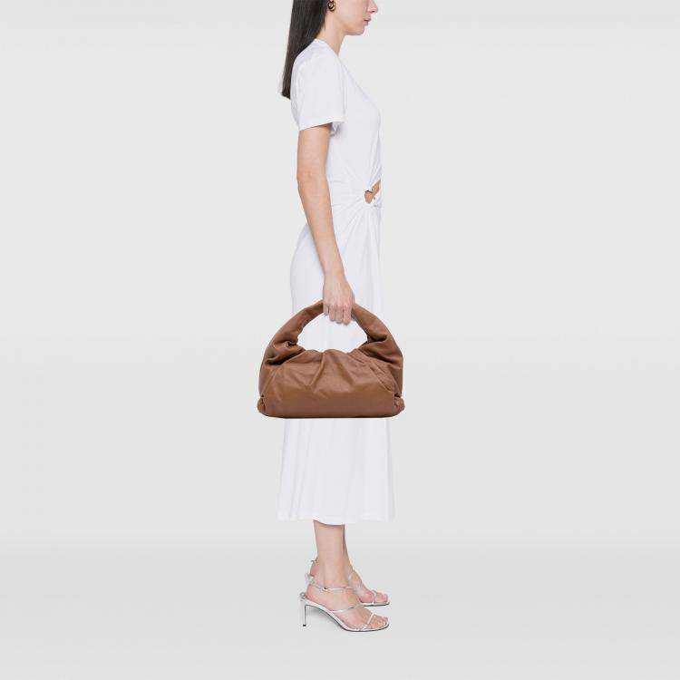 Pre Owned Bottega Veneta Brown Lambskin The Shoulder Pouch