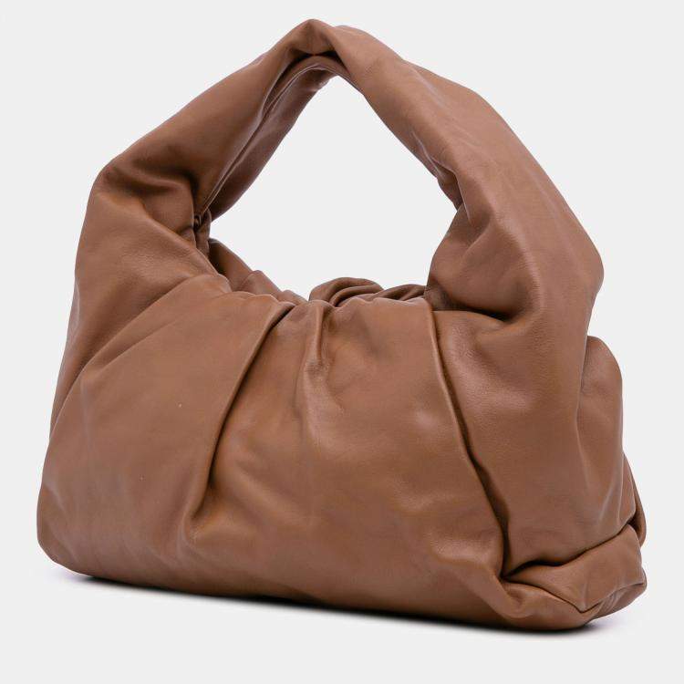 Pre Owned Bottega Veneta Brown Lambskin The Shoulder Pouch