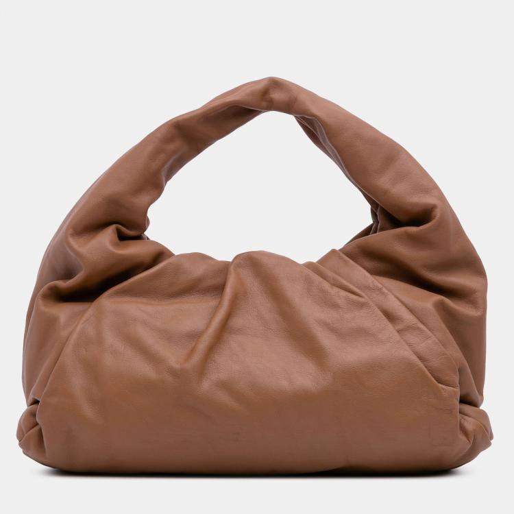 Pre Owned Bottega Veneta Brown Lambskin The Shoulder Pouch