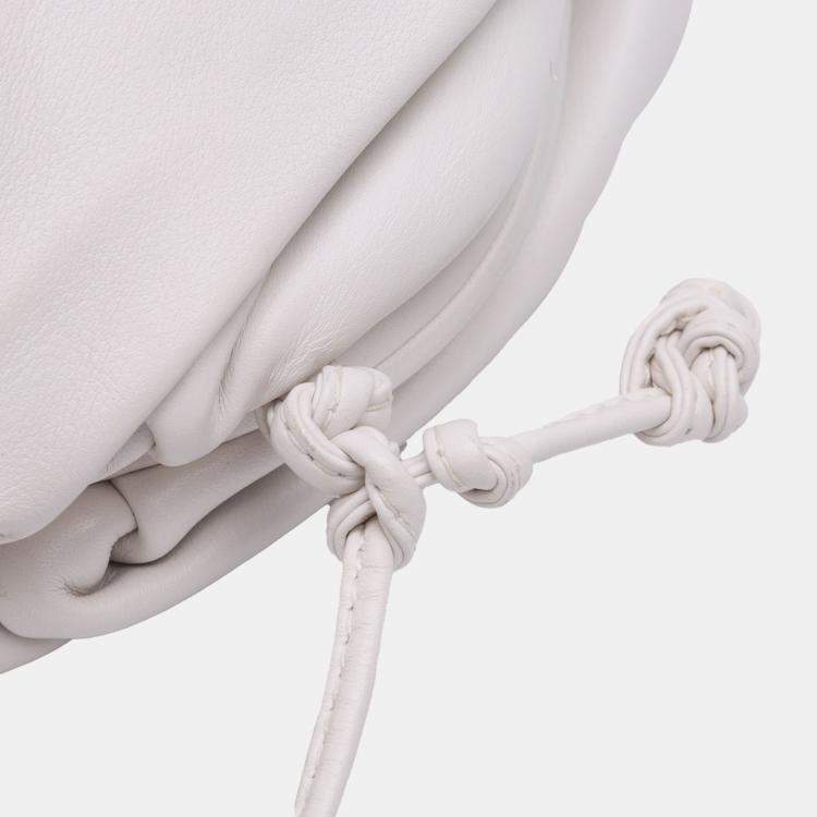Pre Owned Bottega Veneta White Lambskin The Mini Pouch Crossbody