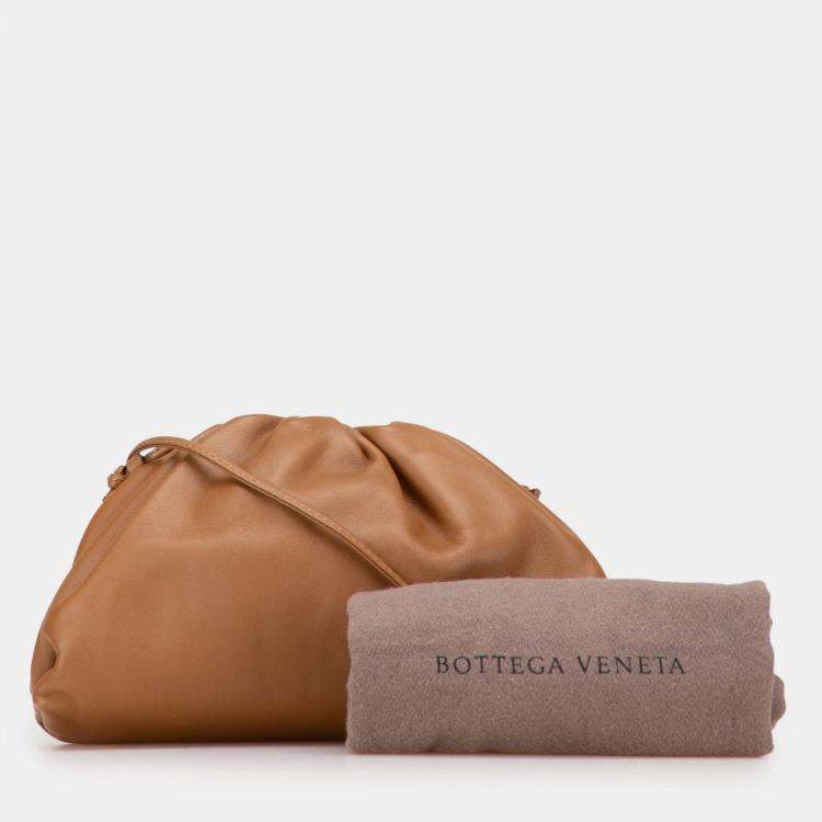 Pre Owned Bottega Veneta Brown Lambskin The Mini Pouch Crossbody