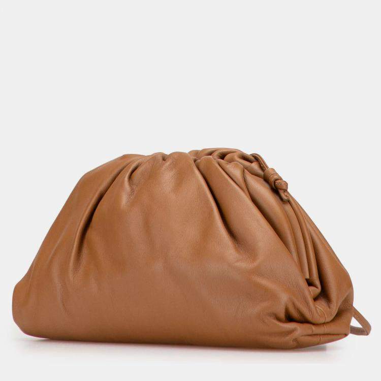 Pre Owned Bottega Veneta Brown Lambskin The Mini Pouch Crossbody