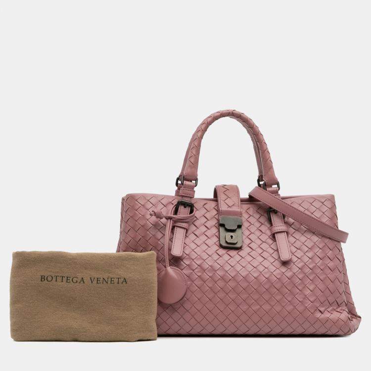 Pre Owned Bottega Veneta Pink Small Nappa Intrecciato Roma Satchel