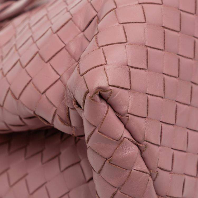 Pre Owned Bottega Veneta Pink Small Nappa Intrecciato Roma Satchel