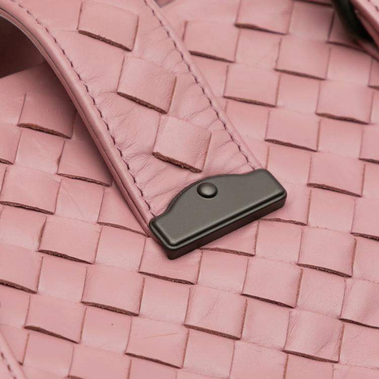 Pre Owned Bottega Veneta Pink Small Nappa Intrecciato Roma Satchel
