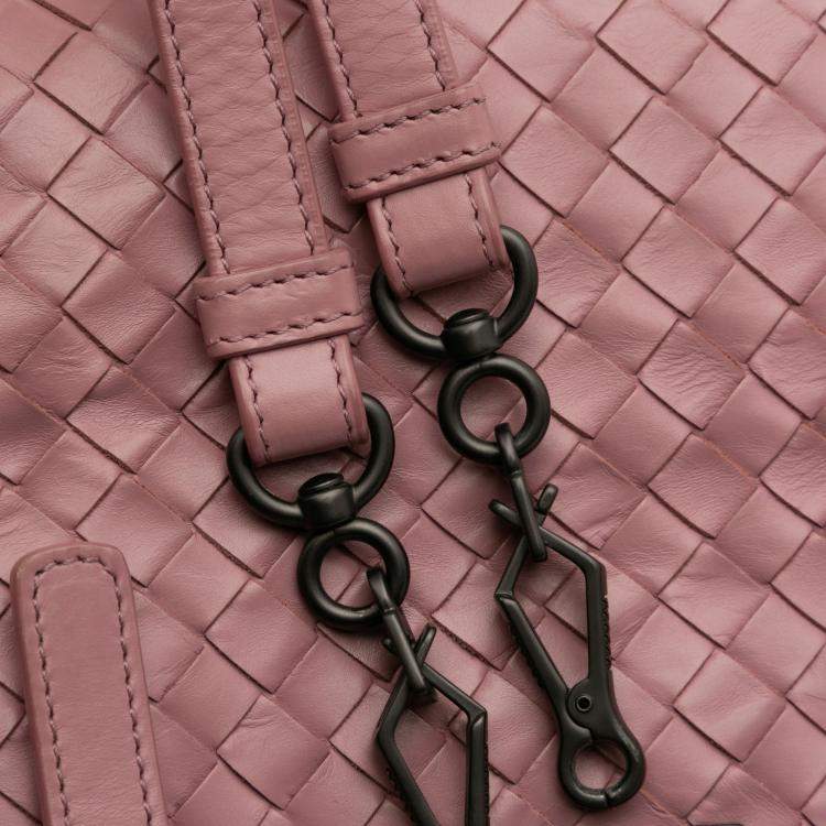 Pre Owned Bottega Veneta Pink Small Nappa Intrecciato Roma Satchel