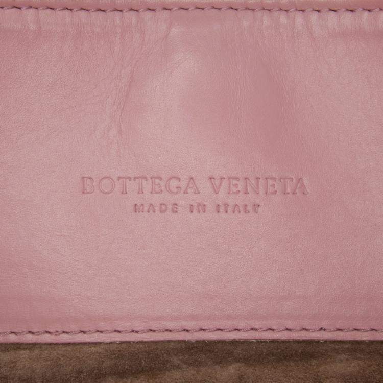 Pre Owned Bottega Veneta Pink Small Nappa Intrecciato Roma Satchel
