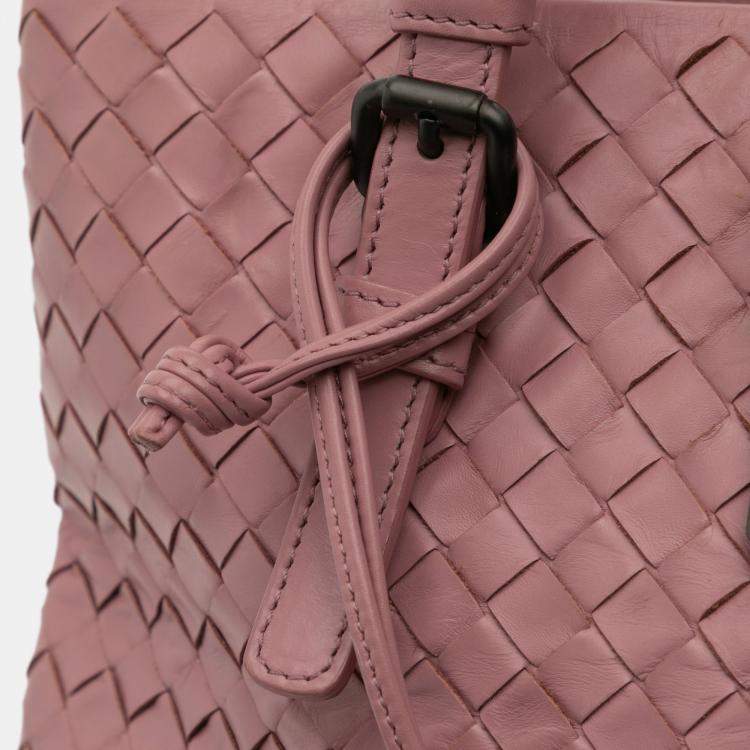 Pre Owned Bottega Veneta Pink Small Nappa Intrecciato Roma Satchel