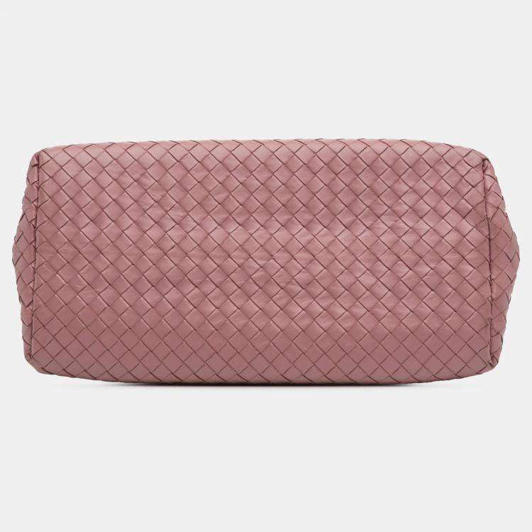 Pre Owned Bottega Veneta Pink Small Nappa Intrecciato Roma Satchel
