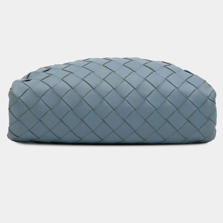 Pre Owned Bottega Veneta Blue Nappa Intrecciato The Mini Pouch Crossbody