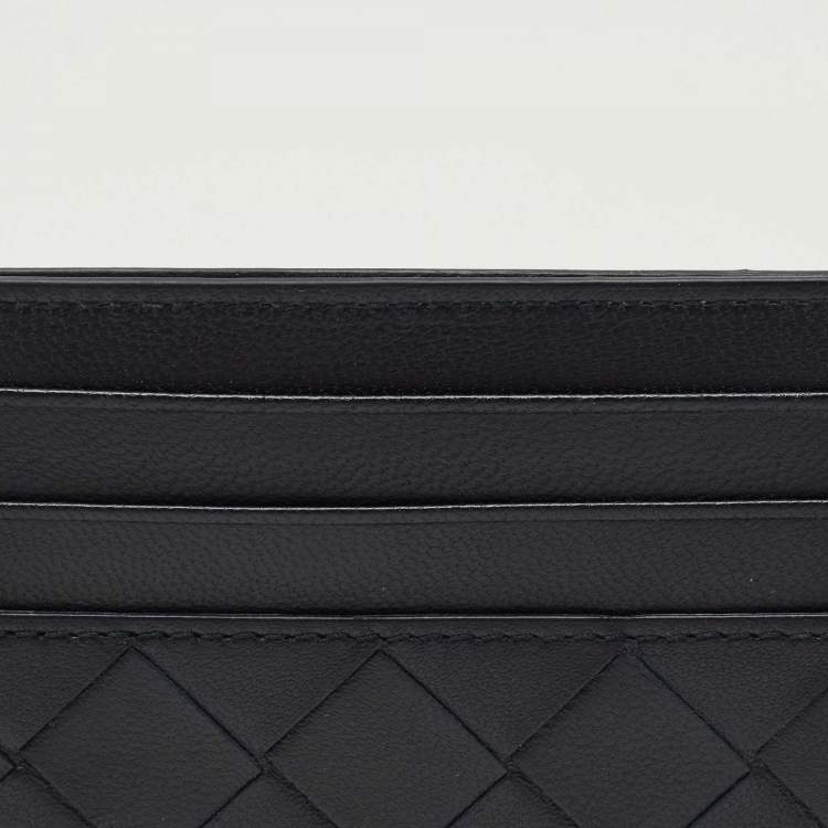 Pre Owned Bottega Veneta Navy Blue Intrecciato Leather Card Holder