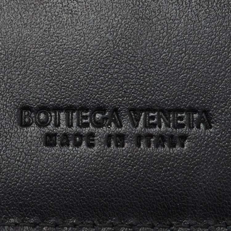 Pre Owned Bottega Veneta Black Leather Cassette Small Bi-Fold Wallet