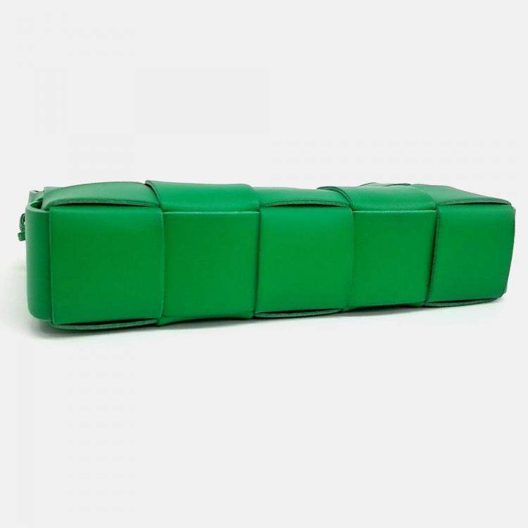 Pre Owned Bottega Veneta Green Leather Cassette Shoulder Bag