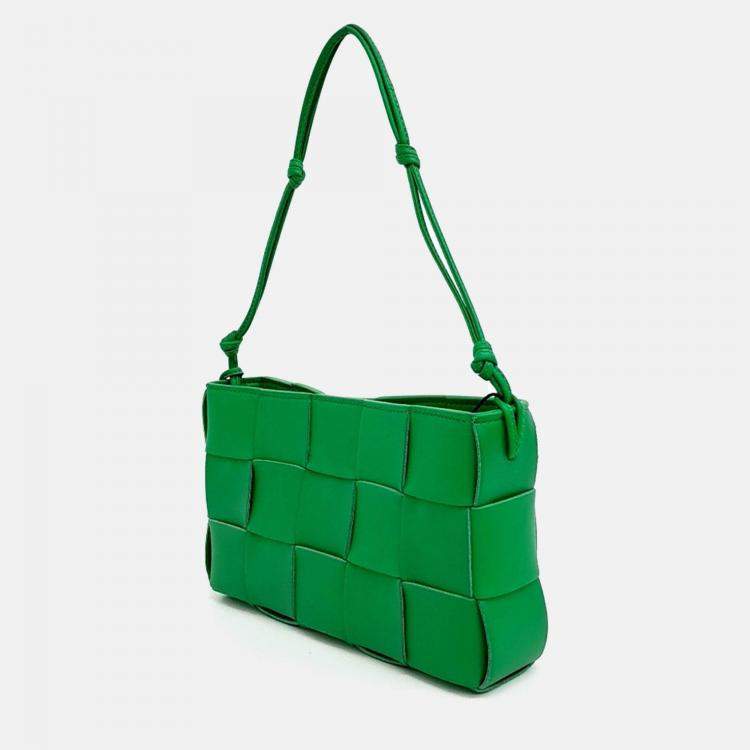 Pre Owned Bottega Veneta Green Leather Cassette Shoulder Bag
