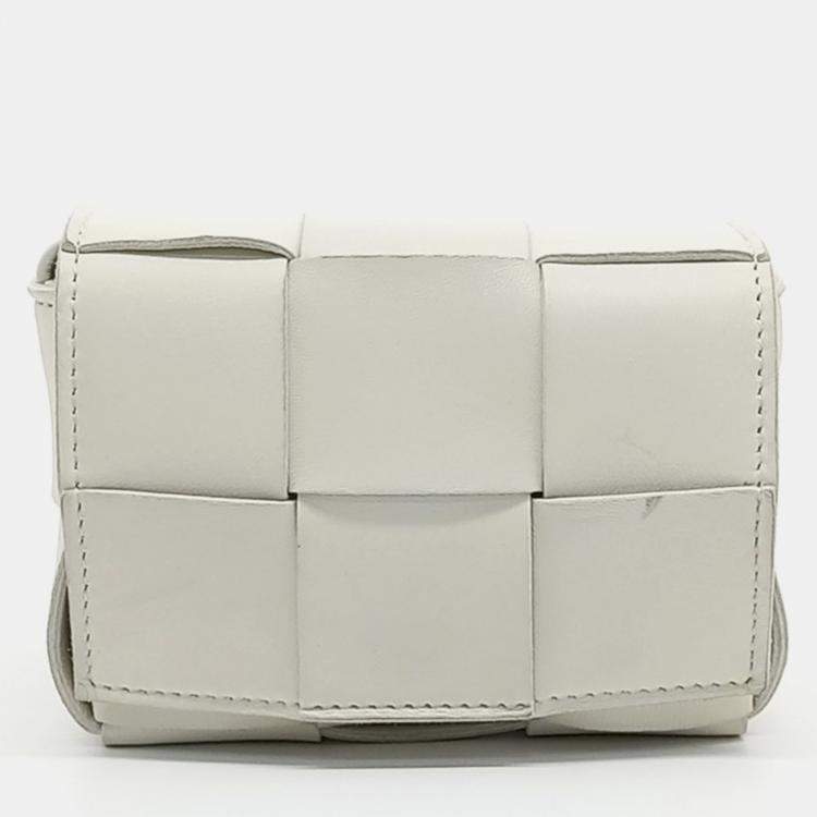 Pre Owned Bottega Veneta White Leather Candy Cassette Bag